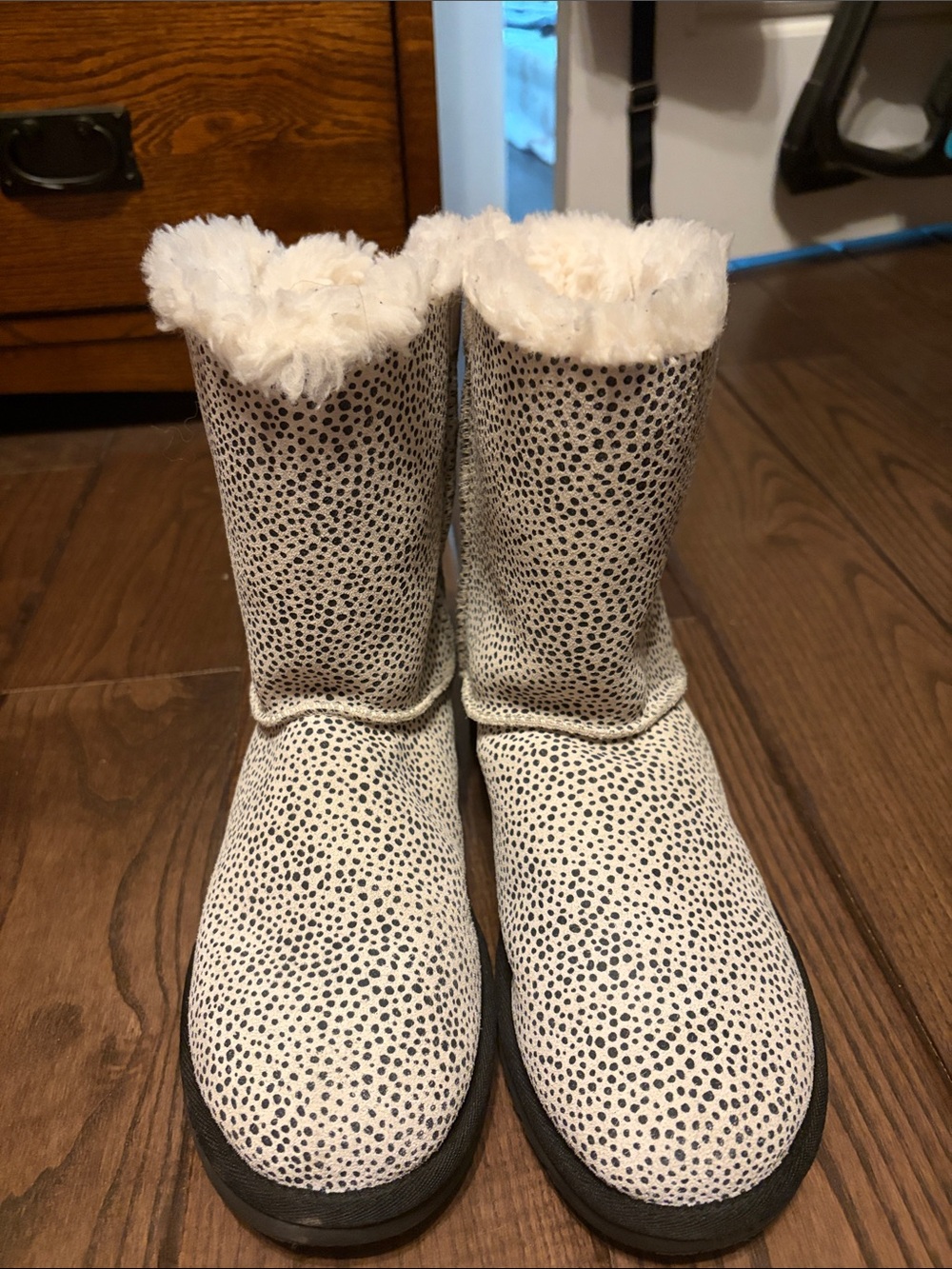 UGG White Speckled Faux Fur Lined Winter Boots